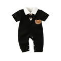 Baby Boy Jumpsuit Lapel Collar and Short Sleeves Suitable for 0-18 Months Baby Boys' Birthday Parties Little Gentleman Jumpsuits