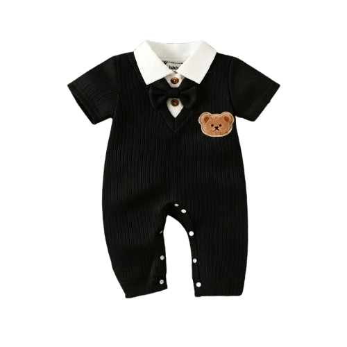 Baby Boy Jumpsuit Lapel Collar and Short Sleeves Suitable for 0-18 Months Baby Boys' Birthday Parties Little Gentleman Jumpsuits