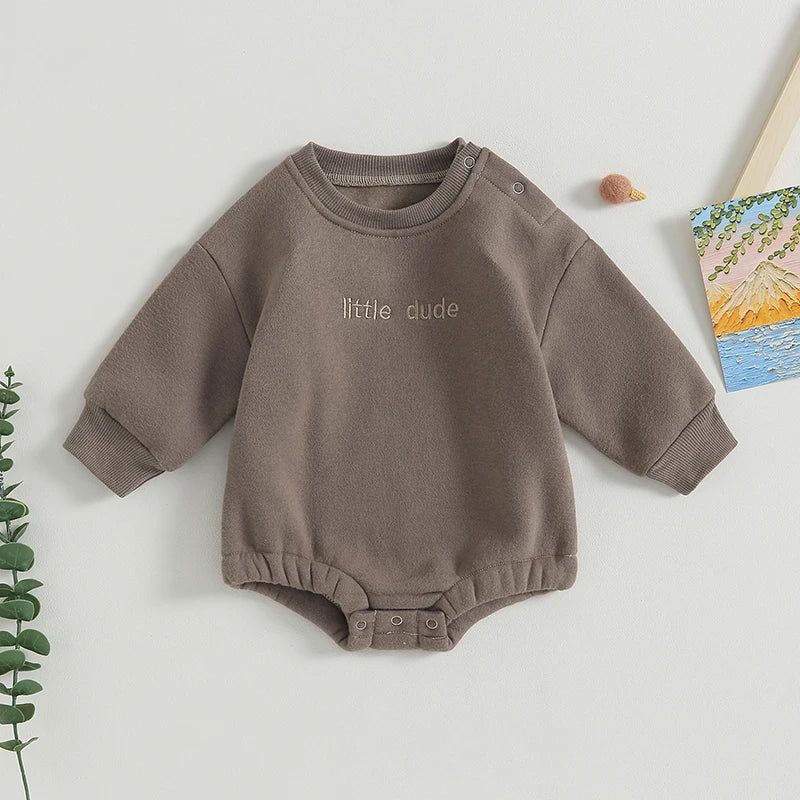 Fashion Newborn Baby Boys Sweatshirt Romper Casual Infant Long Sleeve Letter Embroidery Bodysuit Autumn Winter Jumpsuits Outfits