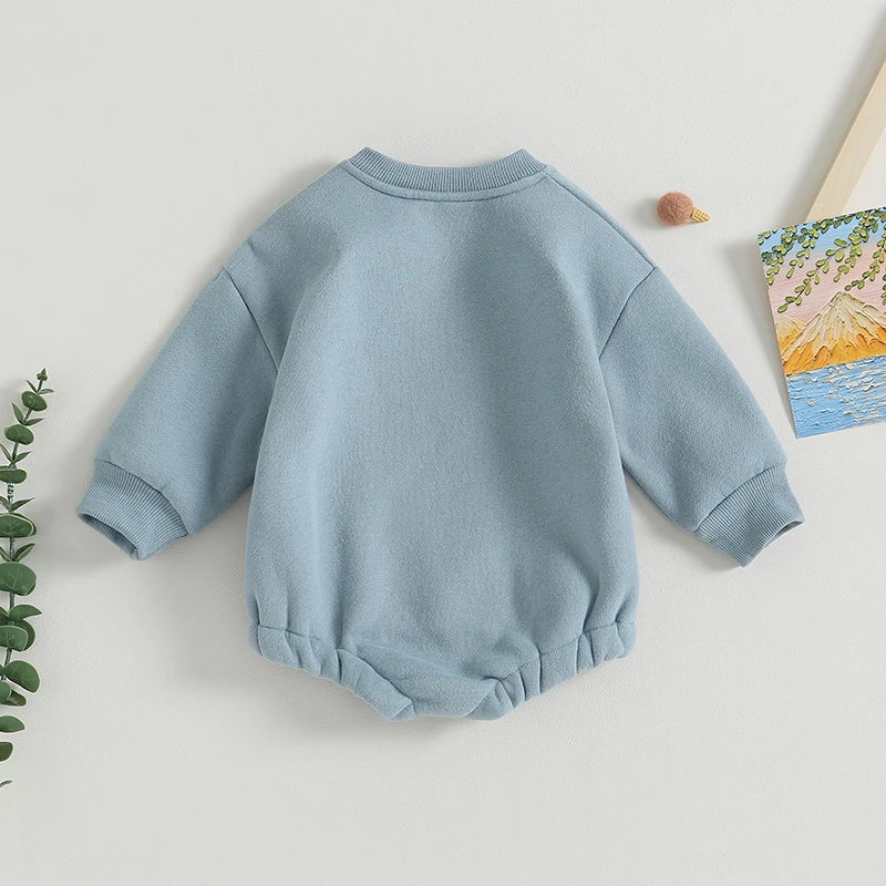 Fashion Newborn Baby Boys Sweatshirt Romper Casual Infant Long Sleeve Letter Embroidery Bodysuit Autumn Winter Jumpsuits Outfits