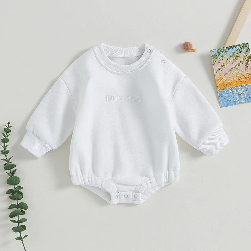 Fashion Newborn Baby Boys Sweatshirt Romper Casual Infant Long Sleeve Letter Embroidery Bodysuit Autumn Winter Jumpsuits Outfits