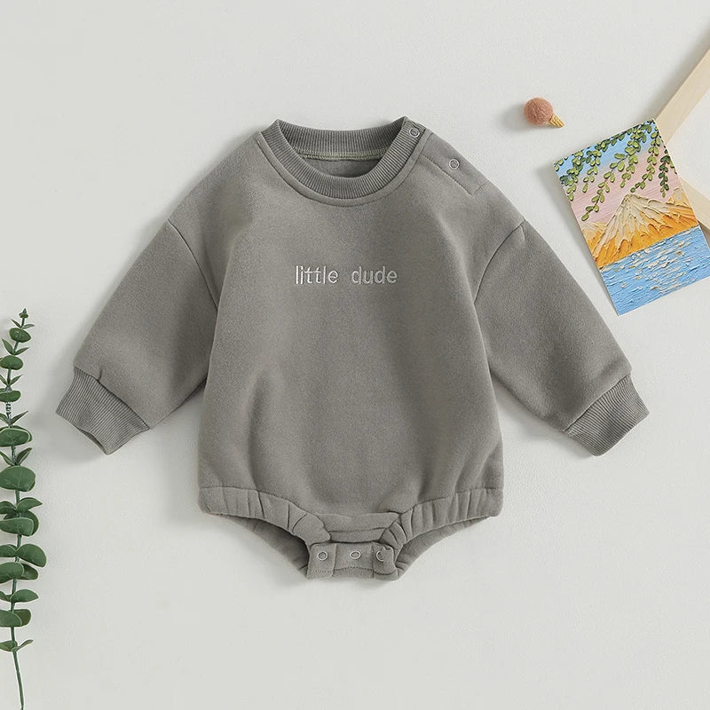 Fashion Newborn Baby Boys Sweatshirt Romper Casual Infant Long Sleeve Letter Embroidery Bodysuit Autumn Winter Jumpsuits Outfits