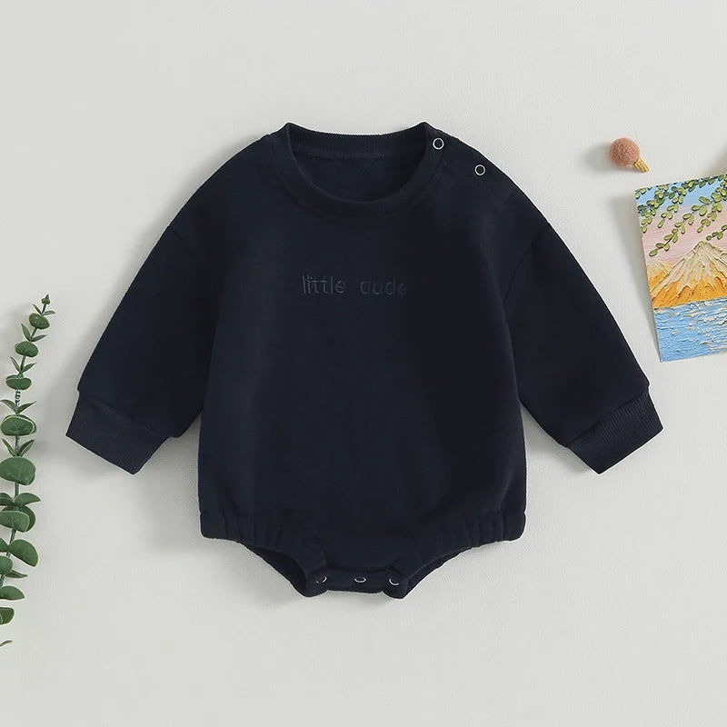 Fashion Newborn Baby Boys Sweatshirt Romper Casual Infant Long Sleeve Letter Embroidery Bodysuit Autumn Winter Jumpsuits Outfits